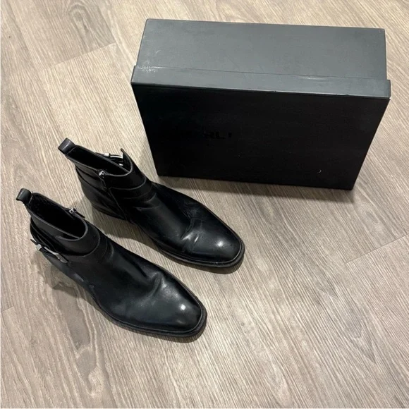 Karl Lagerfeld Black Ankle Boots with Buckle - Picture 3 of 5